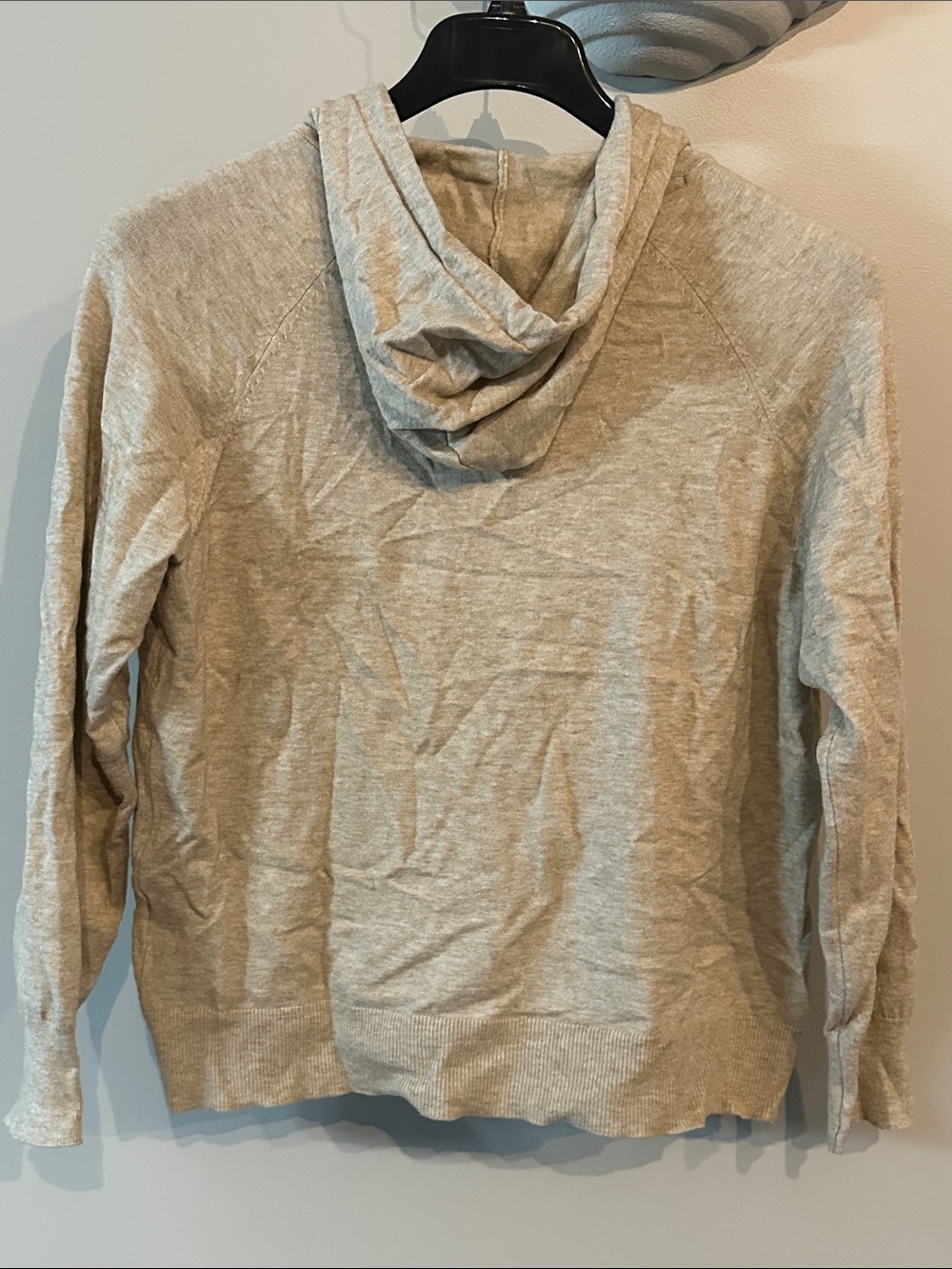 Rae Dunn cream-colored lightweight hoodie featuring signature "LOVE” words. - Picture 4 of 4